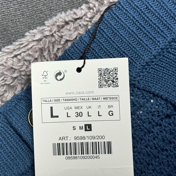 NWT Zara Woman Knit Mini Skirt Blue Size L Large - Picture 6 of 8